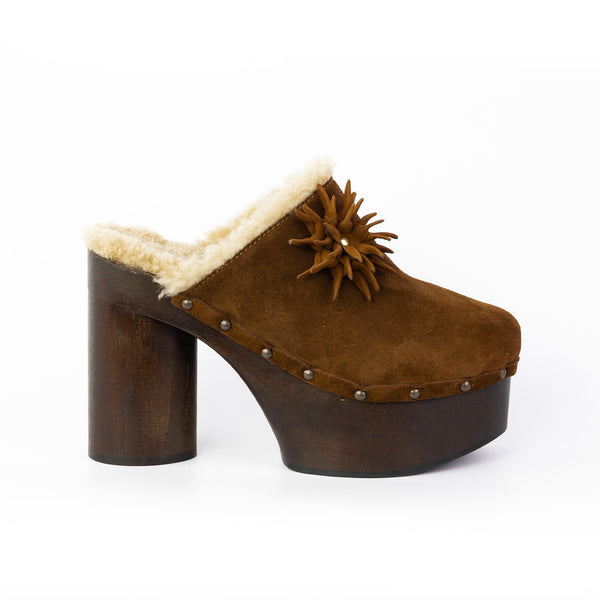 Clio base in vero legno camoscio e montone Made in Italy